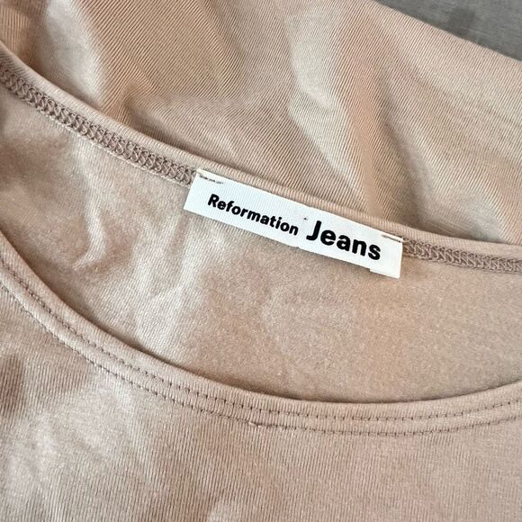 Reformation Nila tan knit side slit maxi dress size large - Picture 9 of 12